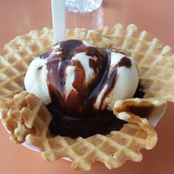 Screamin' Mimi's Ice Cream - Sebastopol, CA, United States. Lavender ice cream in a homemade waffle cone