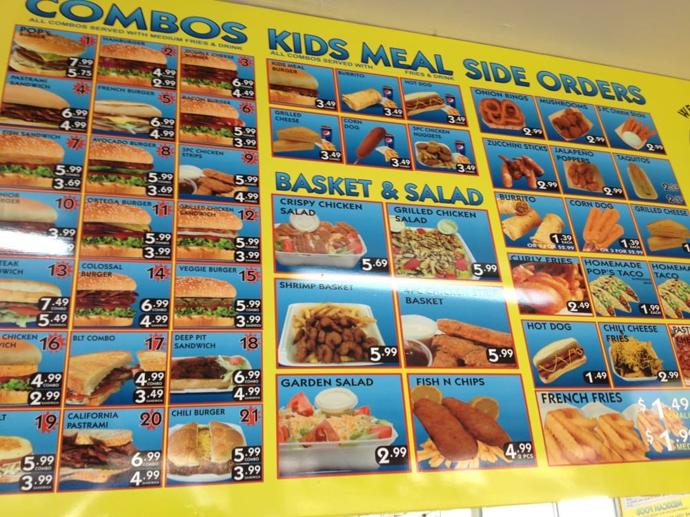 Online Menu of Pops DriveIn Restaurant, Bakersfield, California, 93306