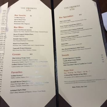 Driskill Bar - Here is the menu at 5:00pm on a Saturday. - Austin, TX, United States