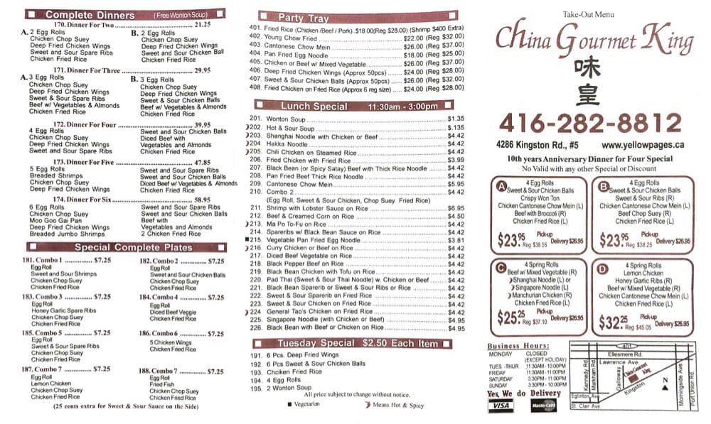 China Gourmet King Chinese Scarborough Scarborough, ON Reviews