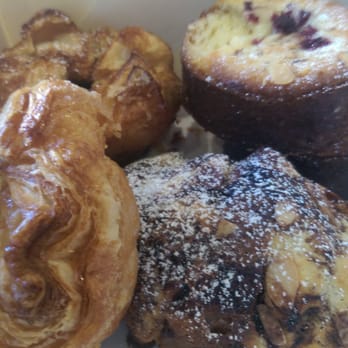 B Patisserie - Kouign Amann (left) + Passion Fruit Bostock (top right) + Chocolate Almond Banana Croissant (bottom right) - San Francisco, CA, United States