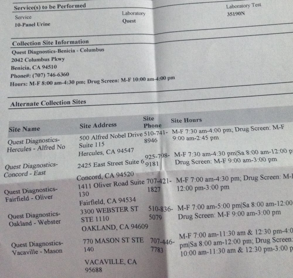 quest diagnostics drug test results