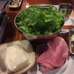 Oh! My SamGyupSal - Duluth, GA, United States. Lettuce, radish, and rice noodle.
