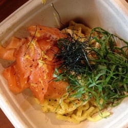 Salmon and cheese mazemen