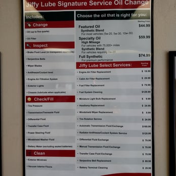 jiffy lube price list 2018