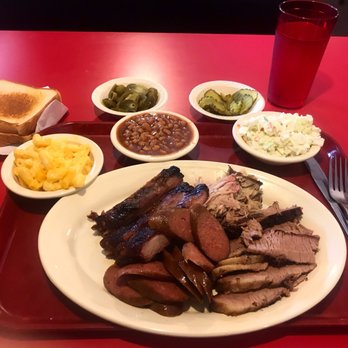 Photo of Marshall's Bar-B-Q - Farmers Branch, TX, United States. My dinner with 4 meats!   Best that I have eaten.