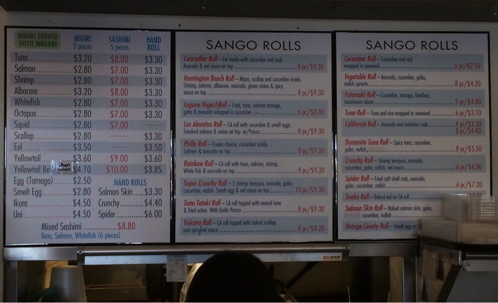 They Don T Have The Description Of Their Rolls On To Go Menu Photo Of Sango Sushi Restaurant Huntington Beach Ca United States