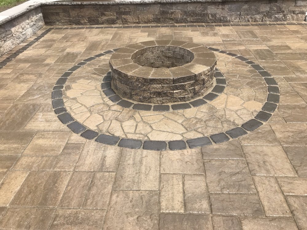 Techo Bloc Valencia Firepit With Techo Bloc Villagio Borders