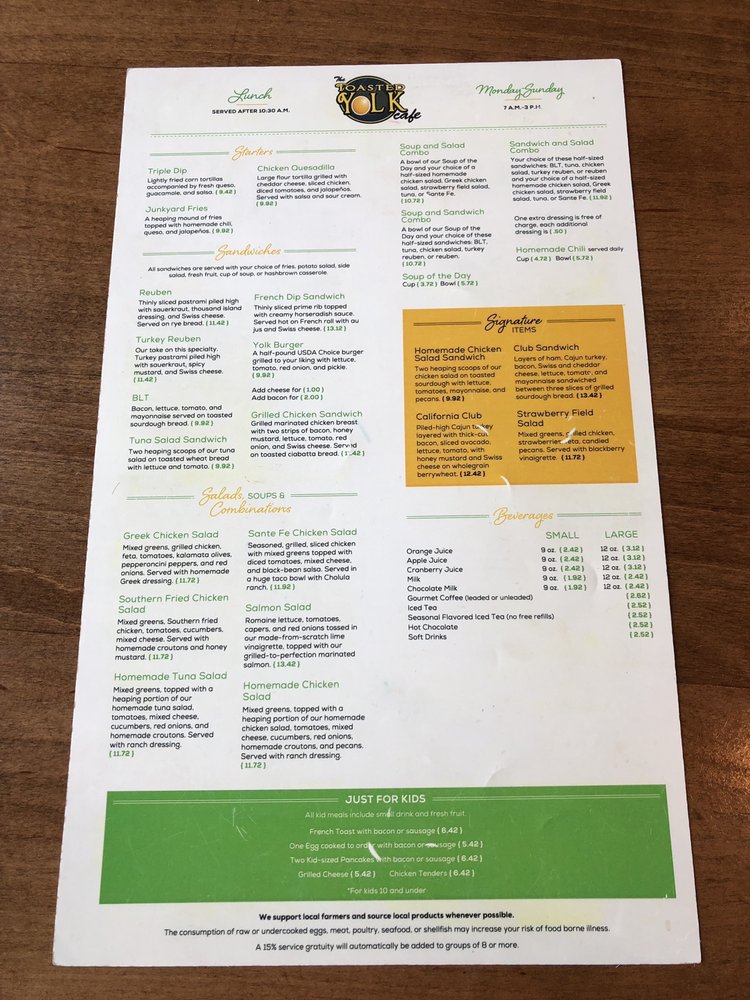 Toasted Yolk Menu With Prices How do you Price a Switches?