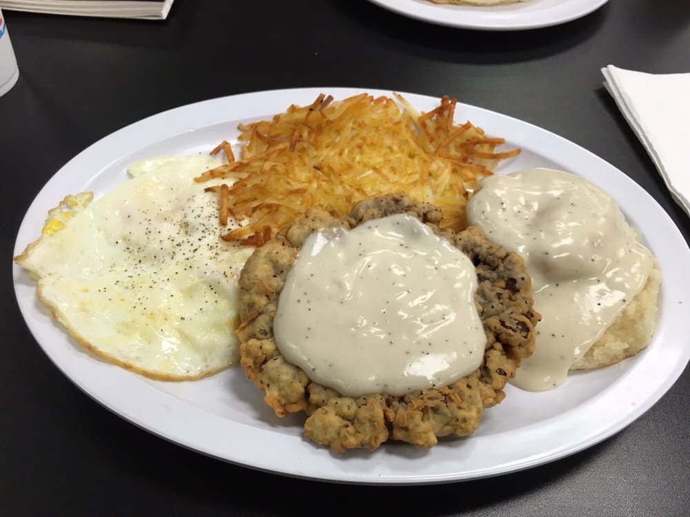 Chicken fried steak breakfast. Very tasty! Yelp