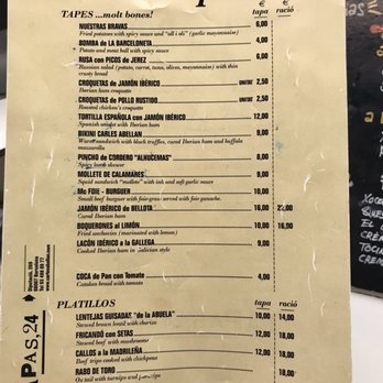 spanish restaurant menu example