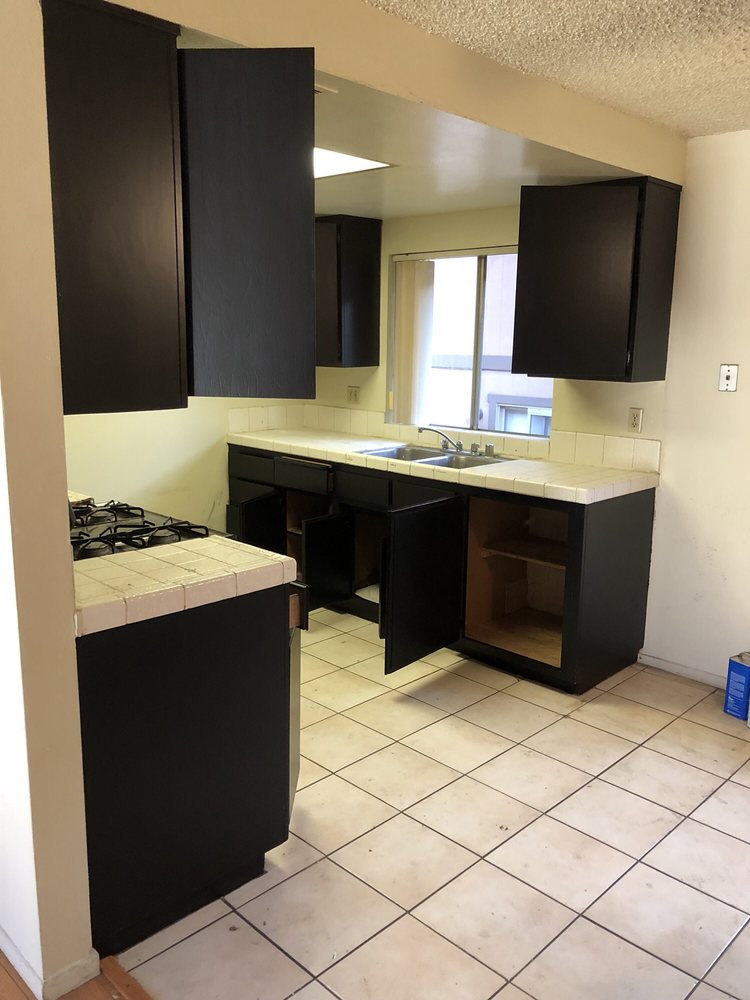 Water Base Kitchen Cabinets Ebony Stain With 2 Coats 1