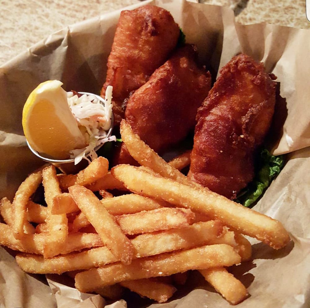 Fish and chips with slaw. Yelp