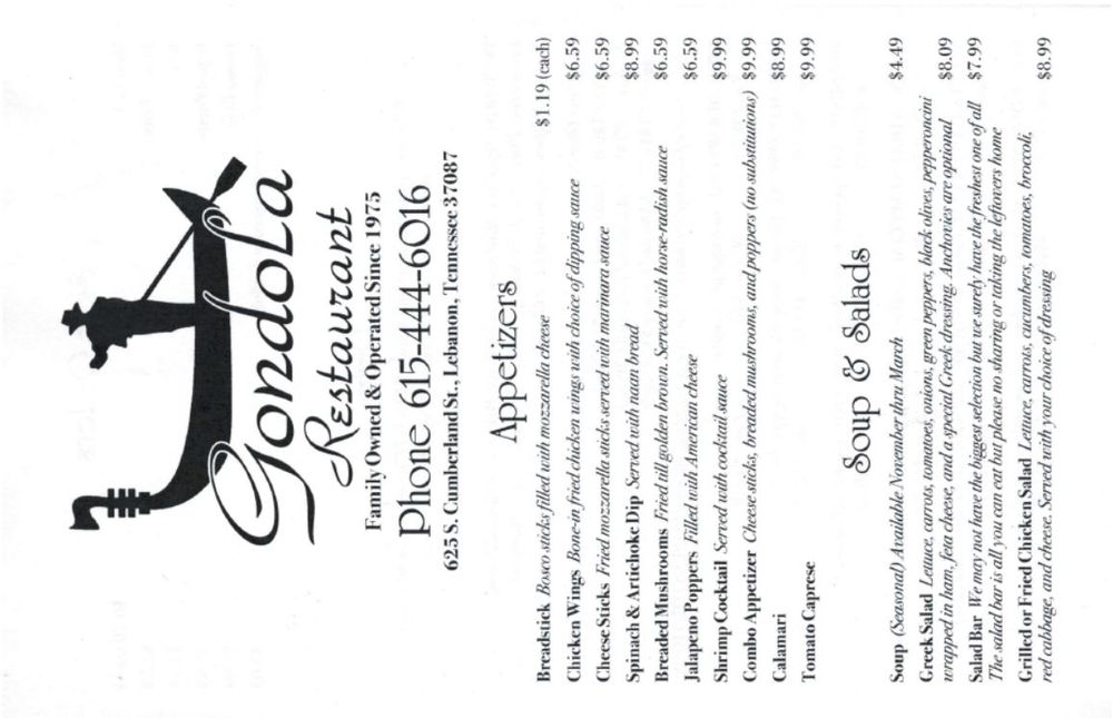 restaurant to go menu