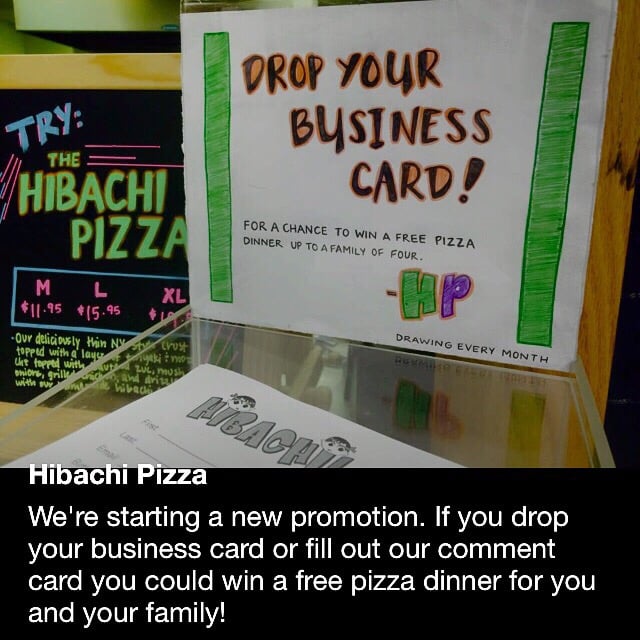 drop in a business card for a free dinner yes please yelp