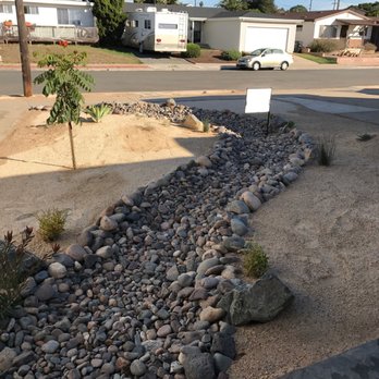Dry Riverbed Xeriscape Landscape In The Front Yard After Yelp