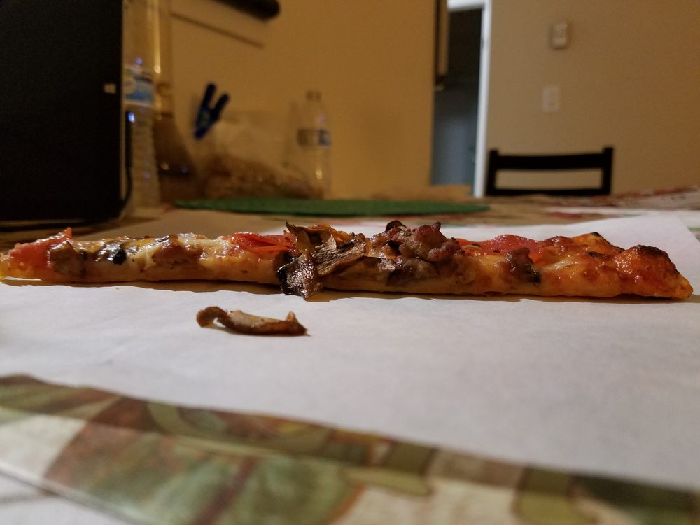 Their Original Crust So Thin Poor Pizza Slice Yelp Photo Of Round Table Pizza San Jose Ca United States Their Original