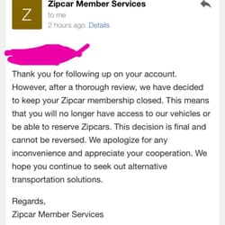 zip car customer service