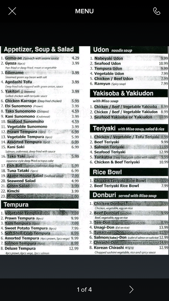 Akane Japanese Restaurant Langley Bc Menu Akane Japanese Restaurant Langley Bc Menu