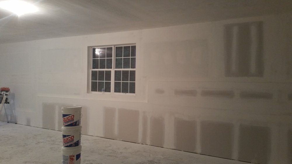 Basement Framed Against Concrete Block Hung And Finished By T E G Photo Of Teg Drywall Marietta Ga United States Basement Framed Against Concrete