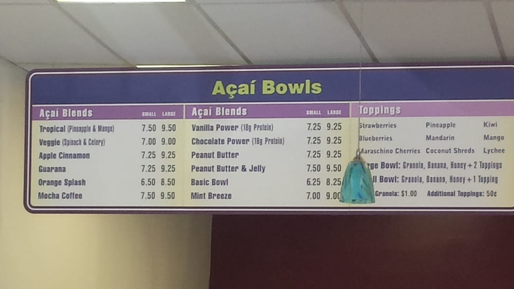 Menu Yelp Photo Of Beach Bowls Acai Cafe Redondo Ca United States Menu