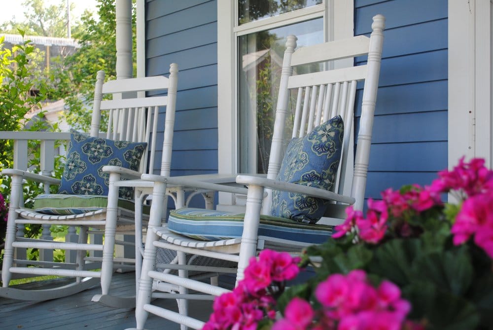 Front Porch With Old Fashioned Rocking Chairs A Great Place To Sip Photo Of 5 Corners Bed Breakfast Amherst Oh United States Front