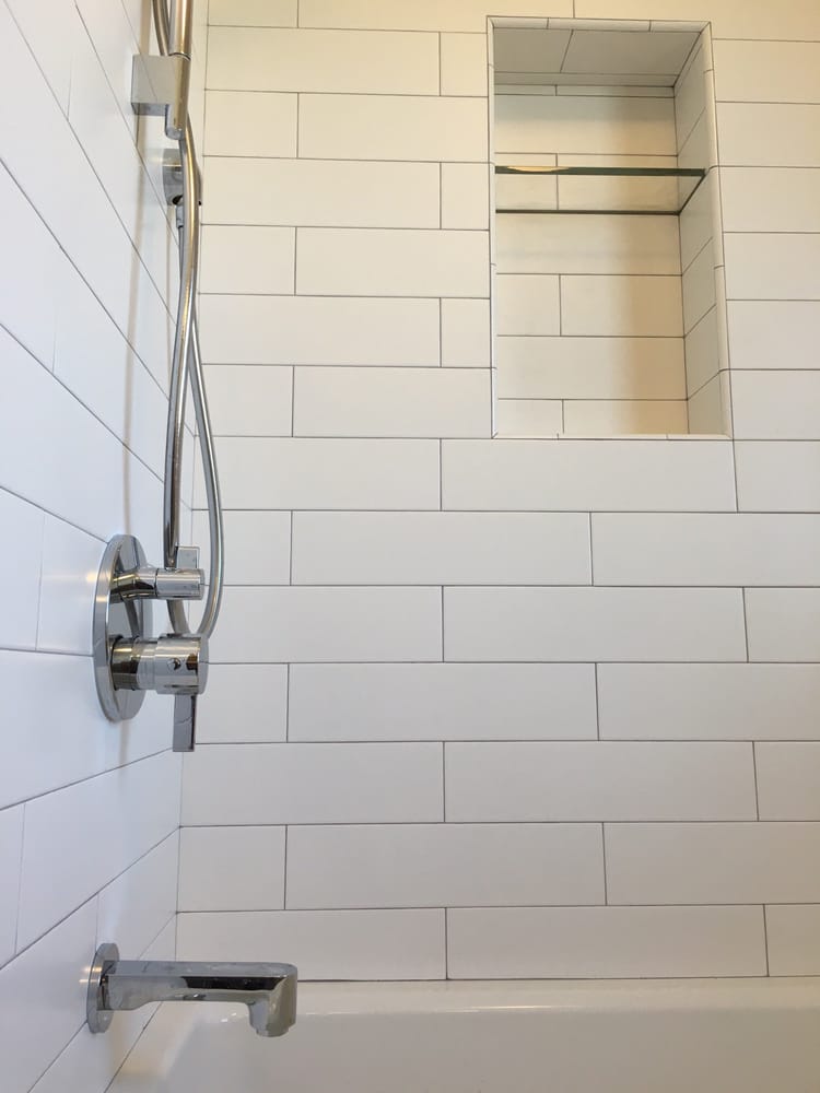 Subway Tile 4 X 16 Shampoo Niche W Gl Shelf Yelp Photo Of Independent Tile Stone South Lake Tahoe Ca United States
