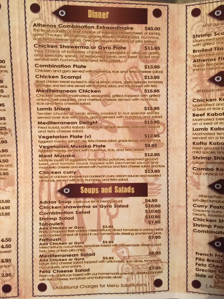 Athenos Greek Lebanese Cafe Menu Houma Athenos Greek Lebanese Cafe Menu Houma