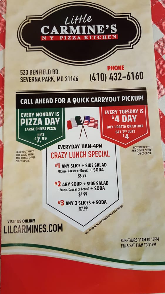 Little Carmine S Ny Pizza Kitchen Severna Park Md Little Carmine S Ny Pizza Kitchen Severna Park Md