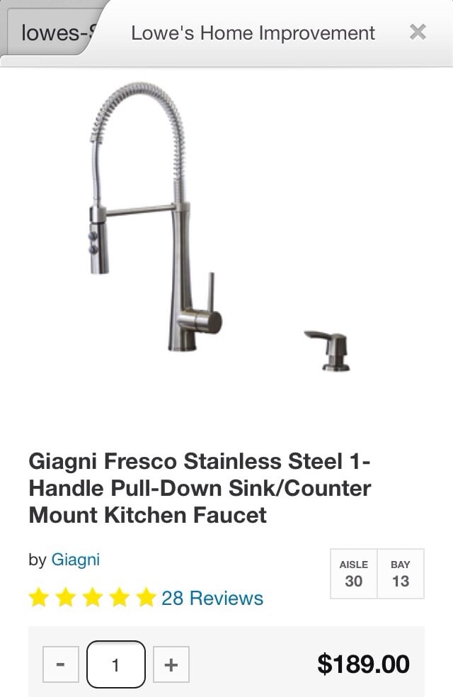 I Bought The Giagni Fresco Kitchen Faucet I Had The Plumbers