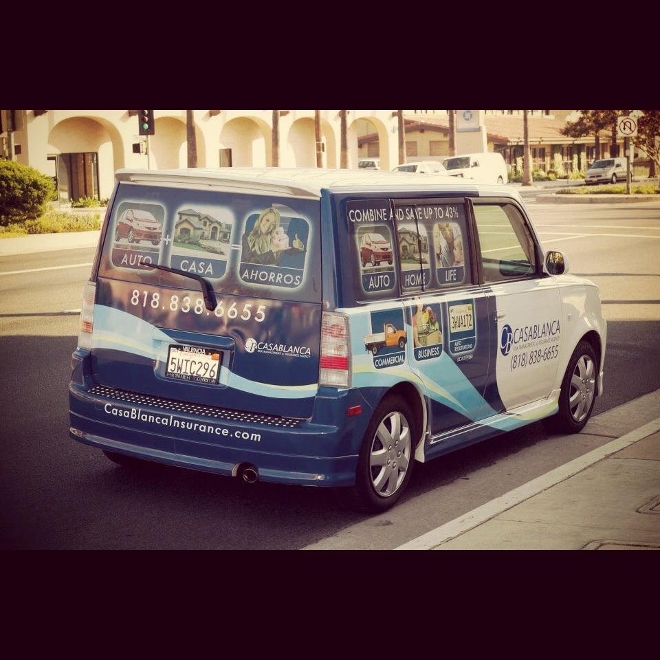 Casablanca Insurance car wrap Yelp