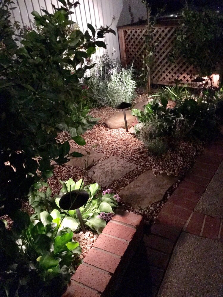 Here Is The Santa Monica Garden At Night With Landscape Lighting Photo Of Mcwhorter Design Inside Outside Los Angeles Ca United States