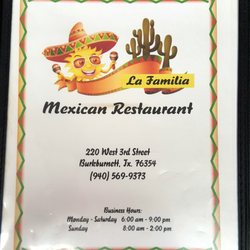 La Familia Mexican Restaurant 11 Photos 220 W 3rd St Photo Of La Familia Mexican Restaurant Burkburnett Tx United States