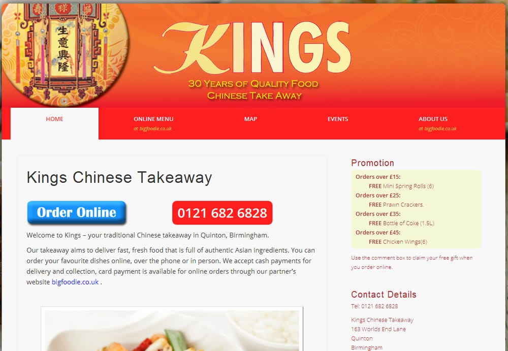 Kings Chinese Takeaway Chinese 163 World's End Lane, Quinton, West