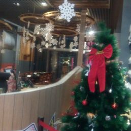Christmas tree and decorations gave a festive feeling with Christmas food
