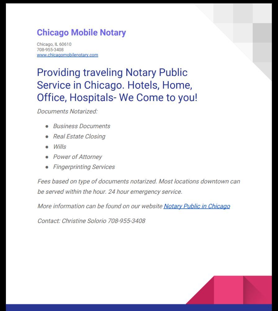 Cook County Mobile Notary Public in Chicago 16 Reviews Notaries
