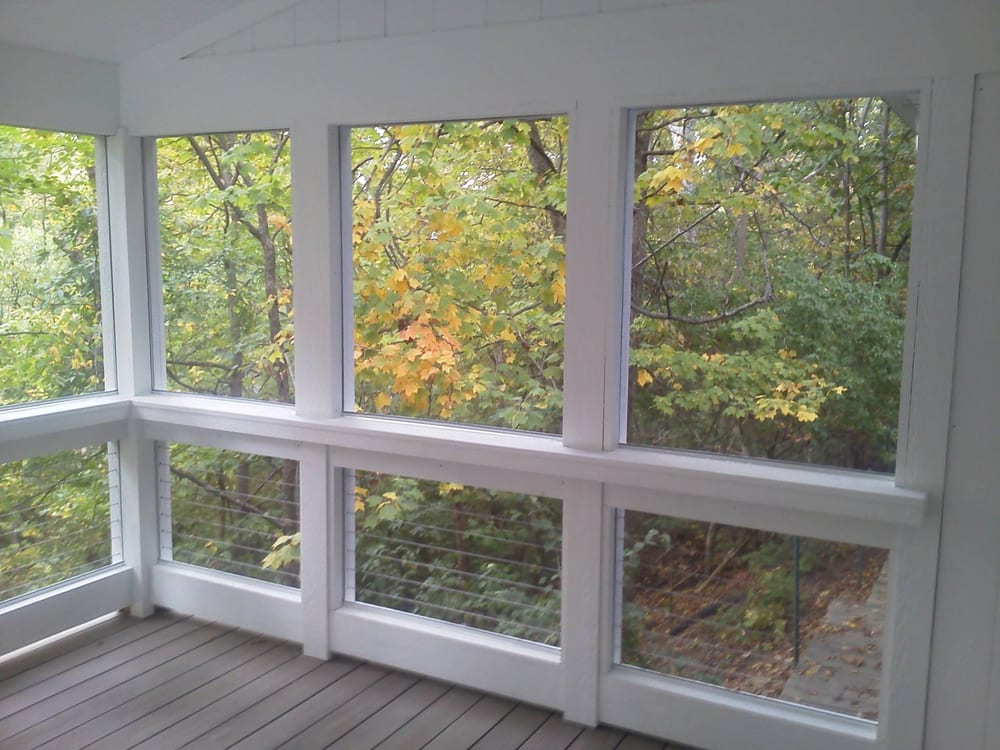 New screen porch, decking and stainless cable railing Yelp