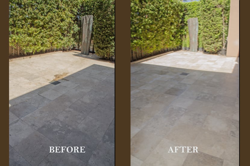 Outdoor Travertine Patio Before And After Acid Washing Outdoor Travertine Patio Before And After Acid Washing