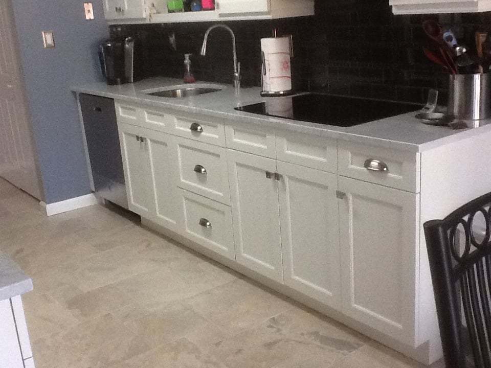 This Kitchen Contains Alabaster White Lexington Maple Cabinetry This Kitchen Contains Alabaster White Lexington Maple Cabinetry Calacatta Quartz Countertops Glass Doors With Inside Lights Yelp