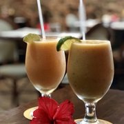 Photo of Gladys' Cafe - Charlotte Amalie, Virgin Islands, U.S. Virgin Islands. Mango banana and coconut smoothies. Fresh and heavenly