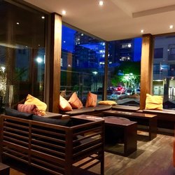 Photo of Pyrmont Point Hotel - Pyrmont New South Wales, Australia. Upstairs bar area at evening.