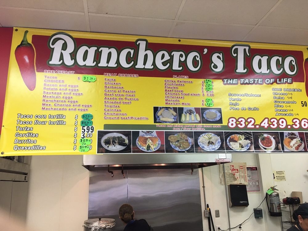 Ranchero’s Tacos Mexican 1385 Farm To Market 359, Richmond, TX