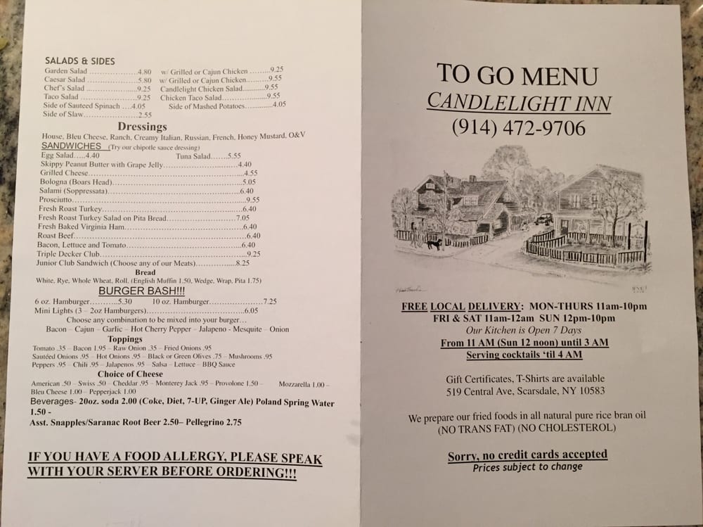 candlelight inn menu candlelight inn menu