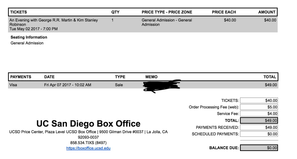 UCSD Box Office