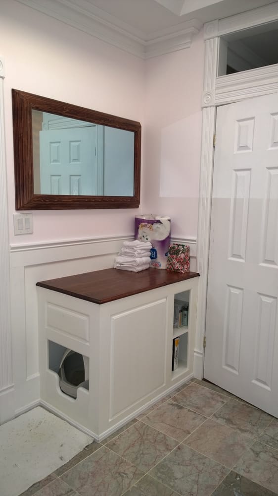 Custom Bathroom Cabinet To House Cat Genie Litter Box Television Photo Of Touch Glass Renovations Toronto On Canada Custom Bathroom Cabinet