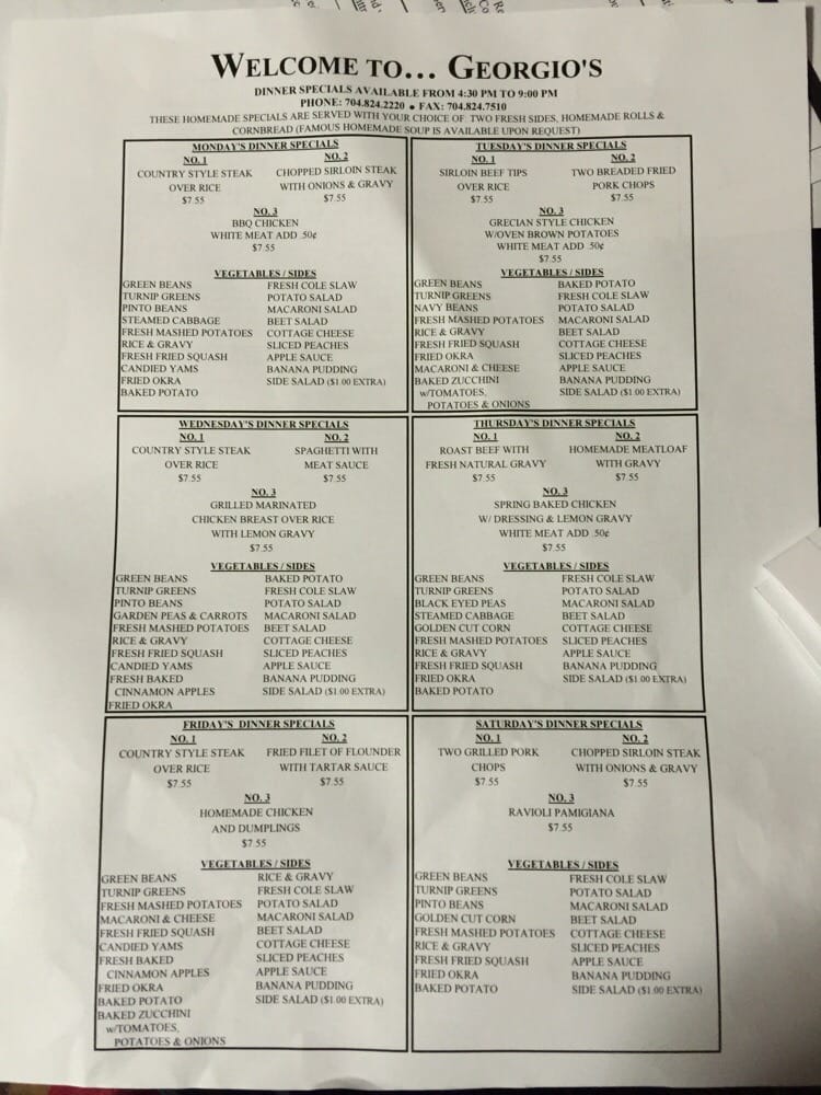 Online Menu of Georgios Restaurant, Cramerton, North Carolina, 28032