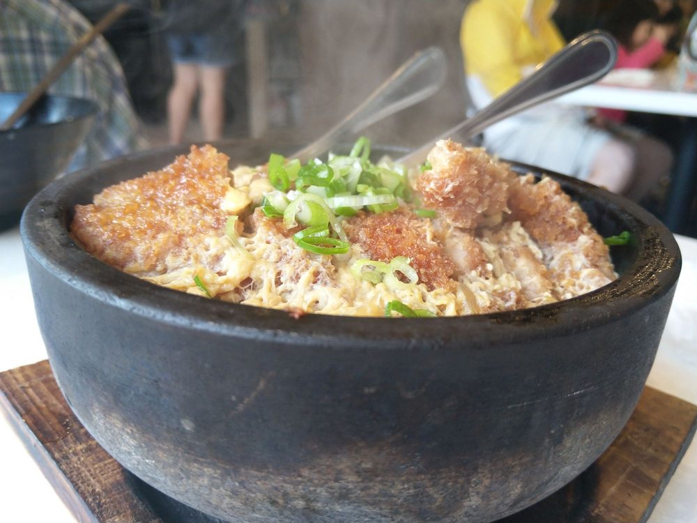 Photo of Okotte Ramen - Richmond Hill, ON, Canada. Pork and egg rice in stone bowl