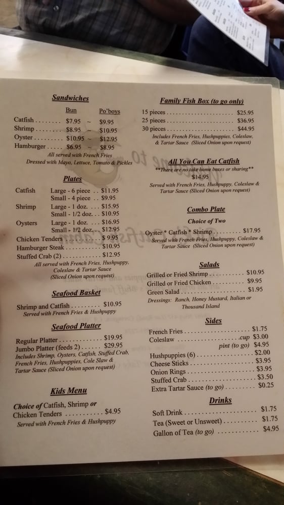 Catfish Cabin Menu