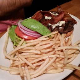 Blue cheese bacon burger? Black and blue?