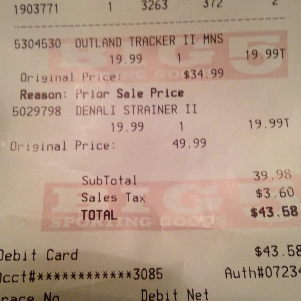 big 5 detailed receipt for two pairs of men s sandals yelp